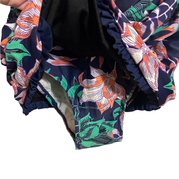 Shore Shape Tropical Floral Print Ruched Ruffle Swimsuit Size 8 Resortwear - Picture 5 of 7